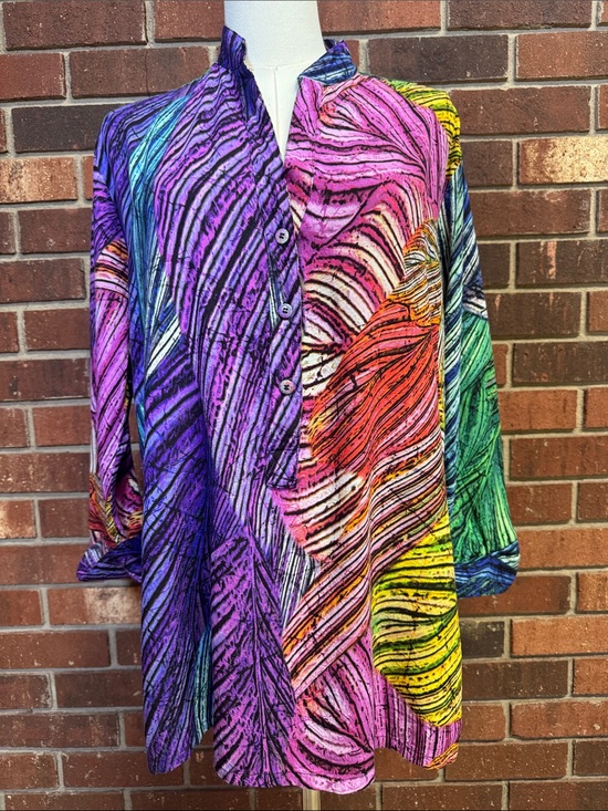 Jams World Tops - Jams World Vibrant Multicolor Samba Patterned Top Size Large
